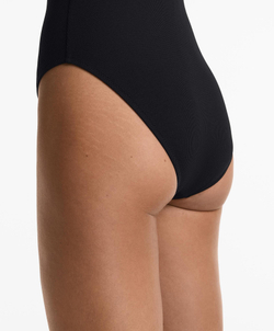 OYSHO Купальник с V-образным вырезом из ткани пике, черный