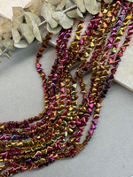 Гематит, сердце 6 мм, нить 40 см, красный хамелеон