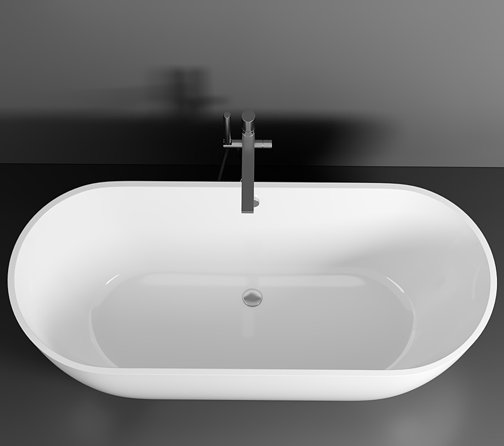 Ванна из литьевого мрамора Эстет Майами 160х75 белая, ФР-00009623