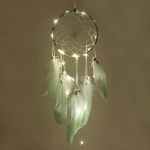 Украшение-оберег «Ловец Снов-Dream» 13*50см цвет нежно-зеленый, с подсветкой