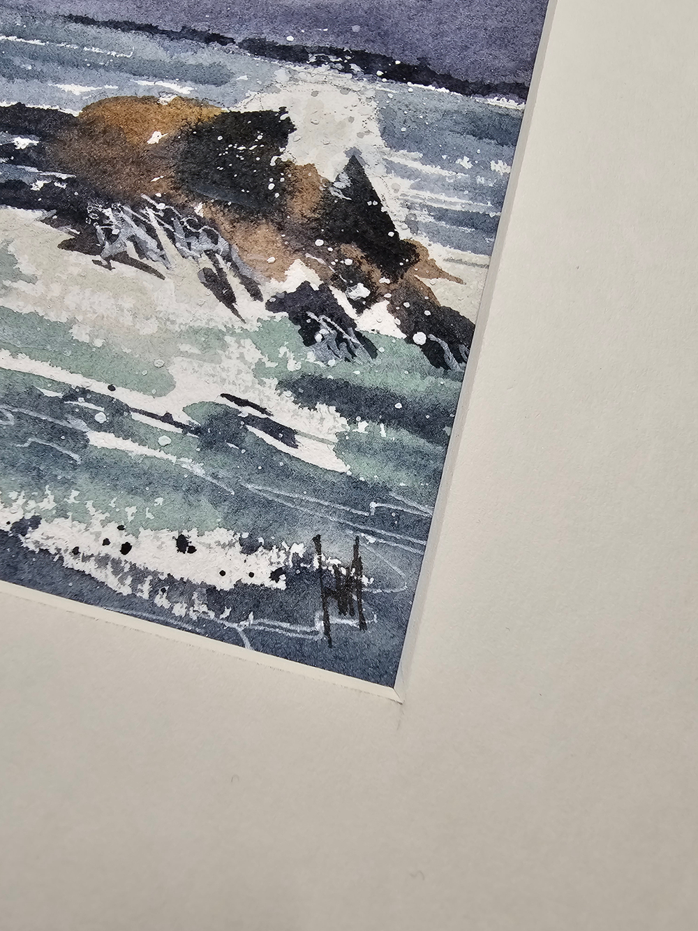 Картина авторская акварельная в паспарту 21*30 см на стену для интерьера "Маяк Портленд-Хед. США"