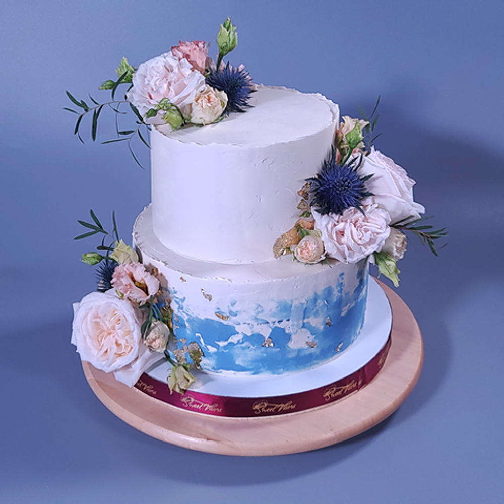 Торт на свадьбу с цветами. Кондитерская Сладкие козырьки Sweet Visors Светланы Дегтеревой