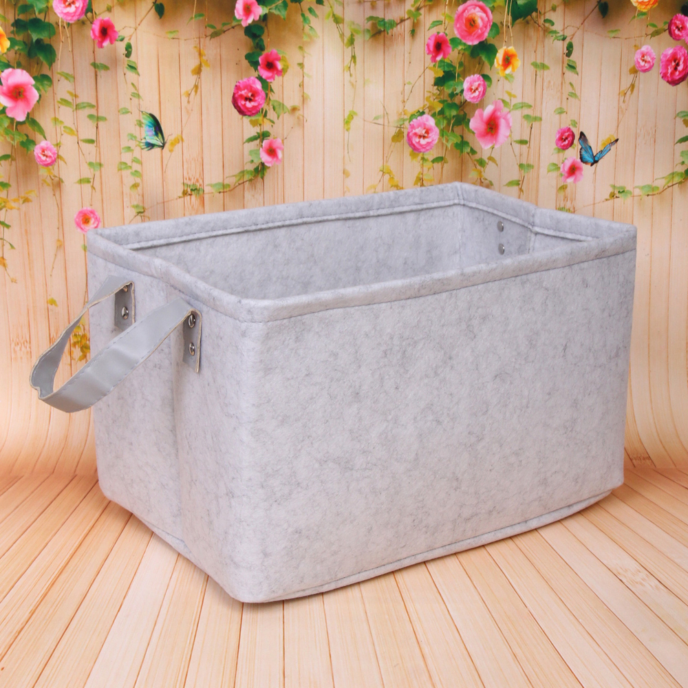 Корзина для хранения войлок 35*25*22 светло-серая