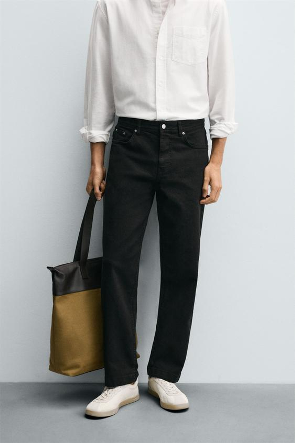 ZARA БРЮКИ STRAIGHT FIT, ЧЕРНЫЙ