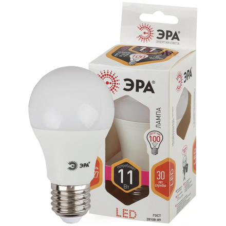 Лампочка светодиодная ЭРА STD LED A60-11W-827-E27 E27 / Е27 11 Вт груша теплый белый свет