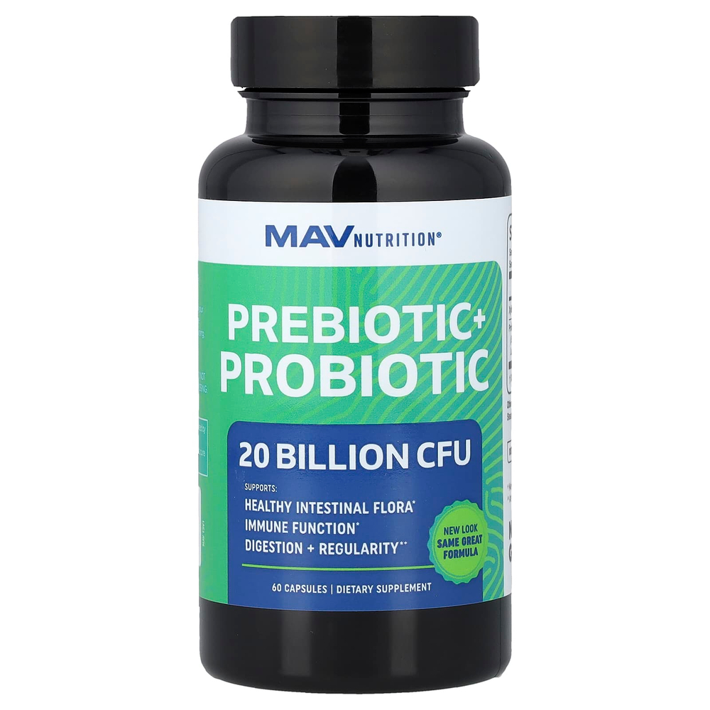 MAV Nutrition, Pre-Pro, пребиотик и пробиотик, 60 растительных капсул