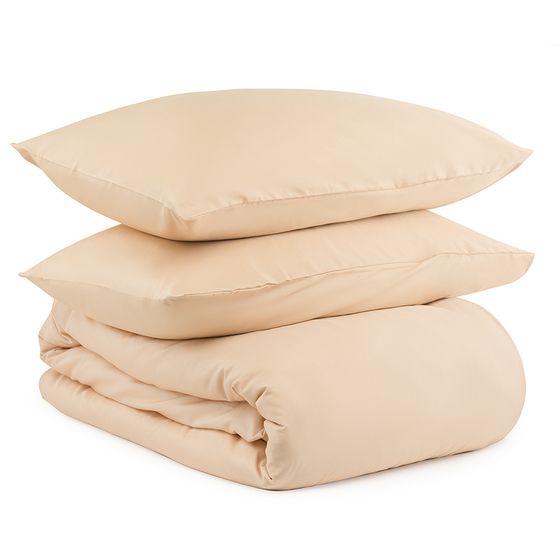Комплект постельного белья двуспальный из сатина бежево-розового цвета 200х220 Essential