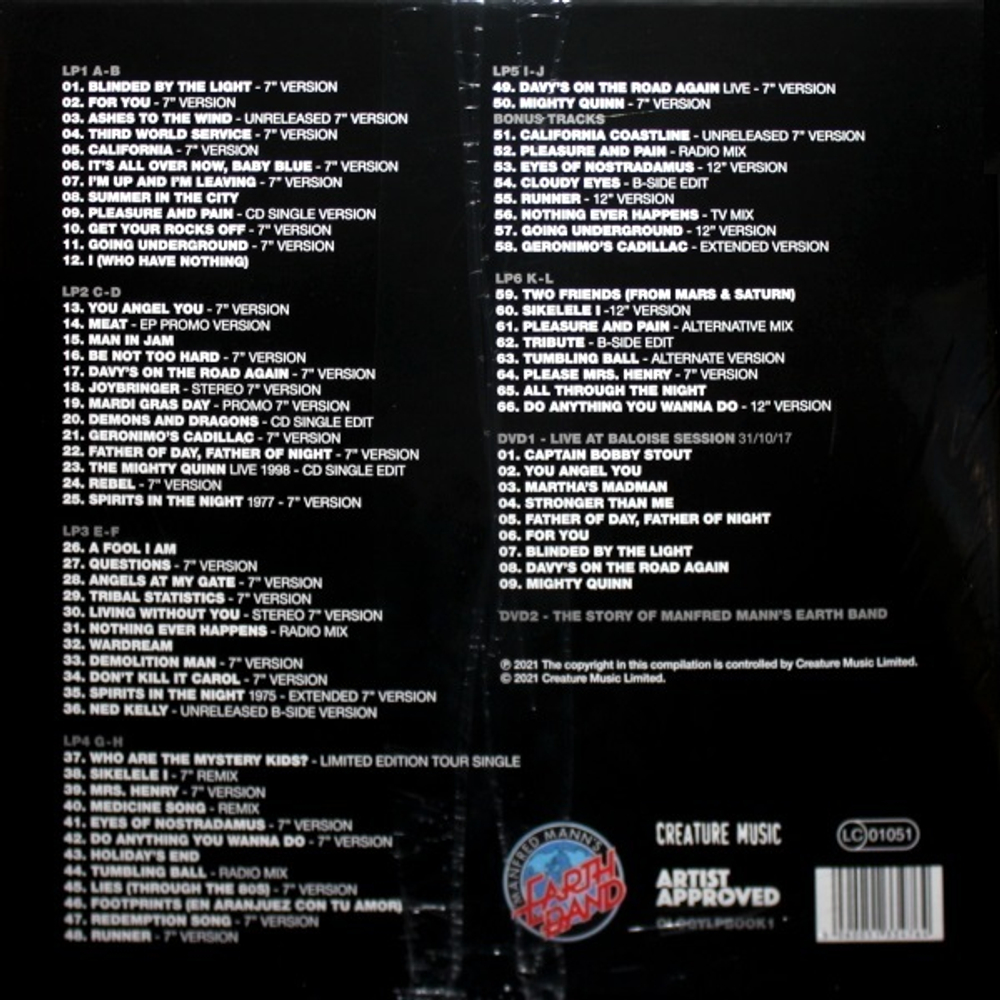 Manfred Mann's Earth Band / Mannthology (50 Years Of Manfred Mann's Earth Band 1971 - 2021)(6LP+2DVD)