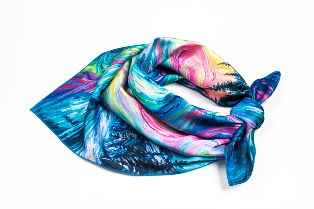 Шейный платок «Северное сияние Ван Гога», 70×70 см