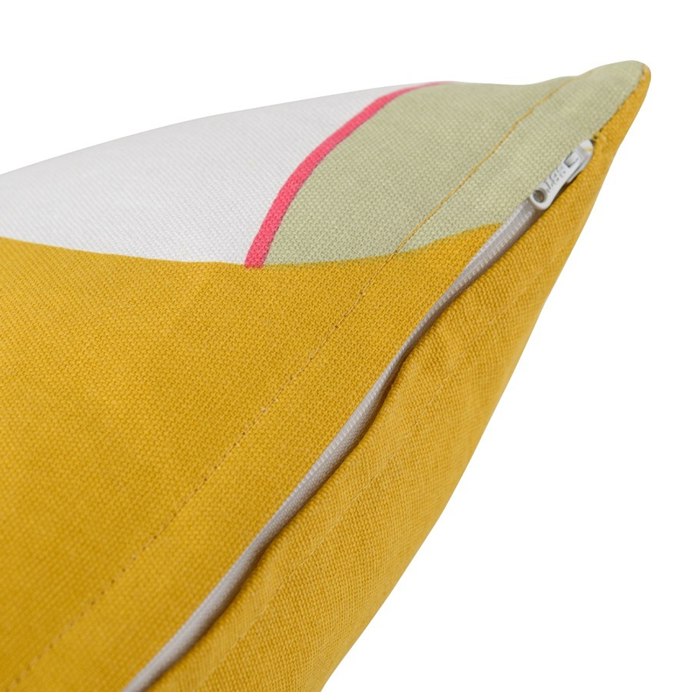 Подушка декоративная из хлопка горчичного цвета с авторским принтом из коллекции freak fruit, 45х45 см