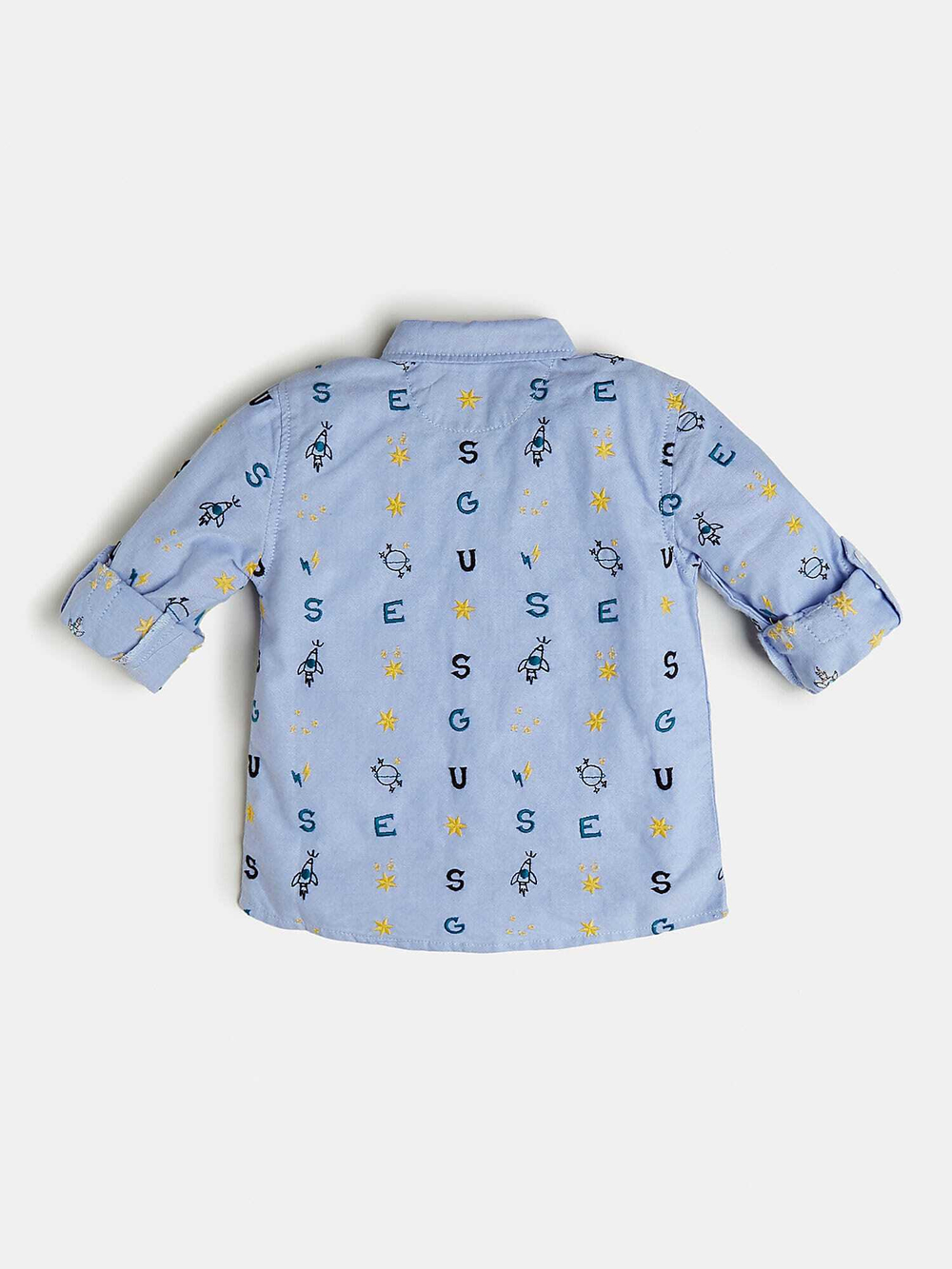 Рубашка с длинным рукавом GUESS Голубой/Вышивки: буквы, ракеты, звезды Мальчик