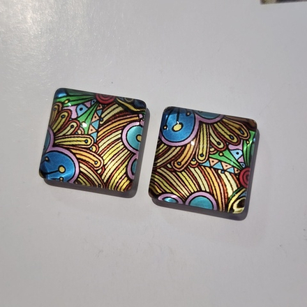 Принт, 12мм, квадрат, стеклянный кабошон