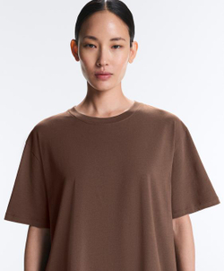 Oysho Футболка оверсайз с коротким рукавом из хлопковой смеси, светло-коричневый