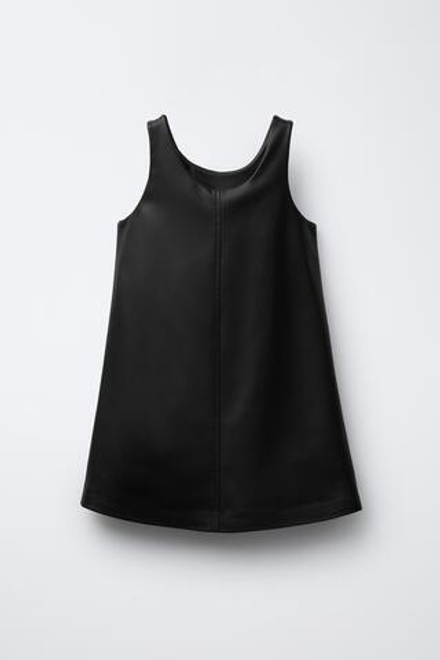 ZARA САРАФАН ПОД КОЖУ С БАНТАМИ, ЧЕРНЫЙ