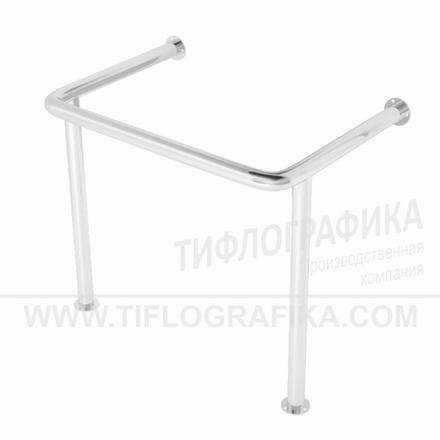 Поручень опорный для раковины, настенно-напольный, нерж. сталь, 800x730х570 мм, D38 мм