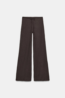 ZARA БРЮКИ ПРЯМОГО КРОЯ ИЗ РЕЛЬЕФНОЙ ТКАНИ, ШОКОЛАДНЫЙ