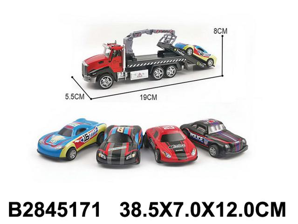 Автовоз ин. + 4 машинки, коробка W2213-20