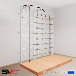 Шведская стенка Sv Sport 50940 (Турник стандарт/Канат/Мат 2м/Канатный лаз)