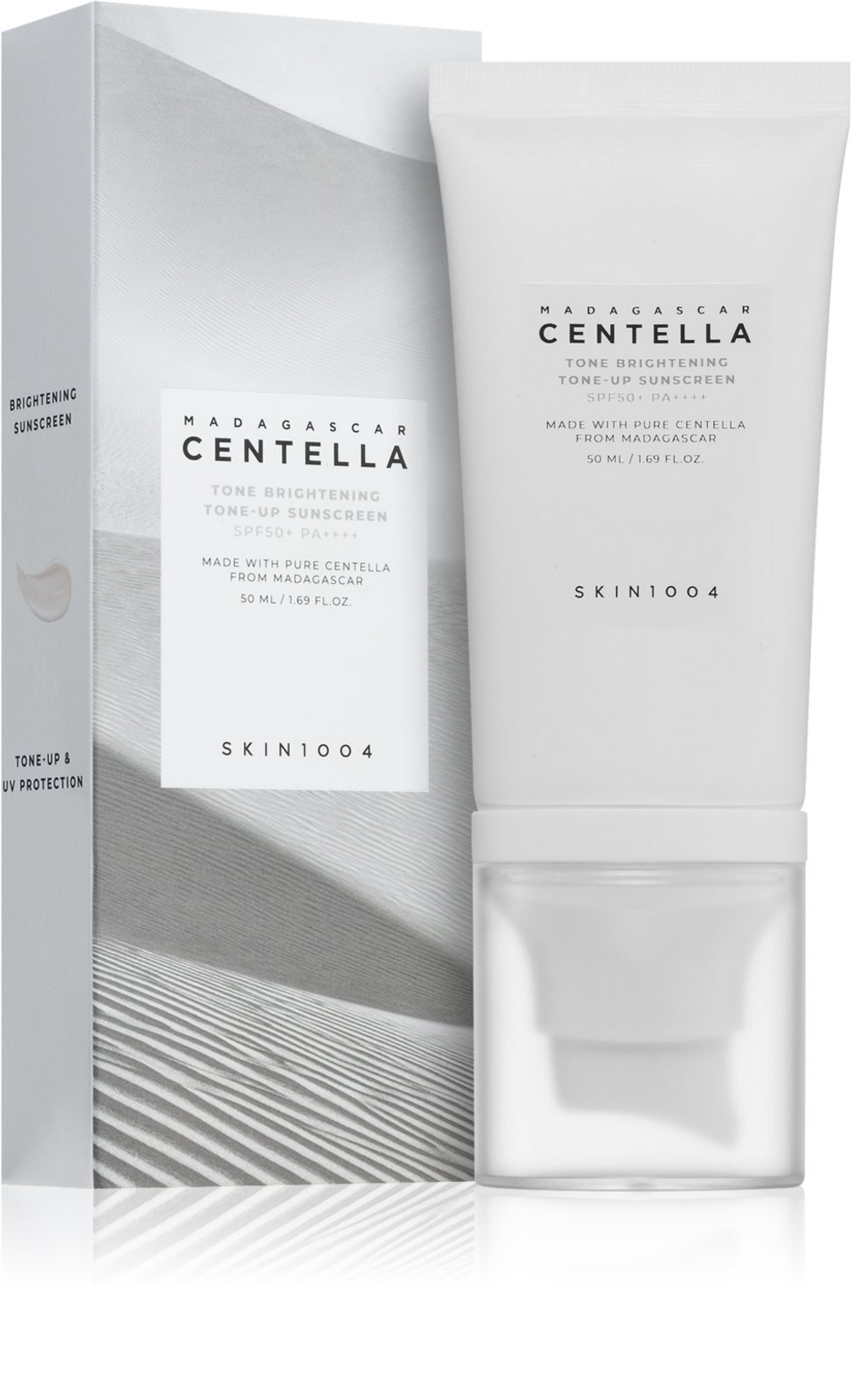SKIN1004 Madagascar Centella Tone Brightening Tone-Up Sunscreen - защитный ультралегкий флюид для лица с осветляющим эффектом /  SPF 50+ 50  ml  / GTIN 8809576261622