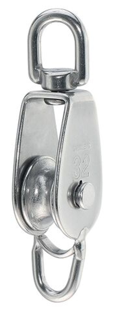 Блок одношкивный с вертлюгом и скобой, 32 мм (10258943)