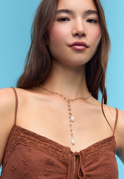 STRADIVARIUS Комплект из 2 ожерелий-лариатов из искусственного жемчуга, золотой