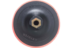 Тарелка опорная пластиковая с мягкой вставкой (на липучке, 125 мм, М14) STAYER 35744-125