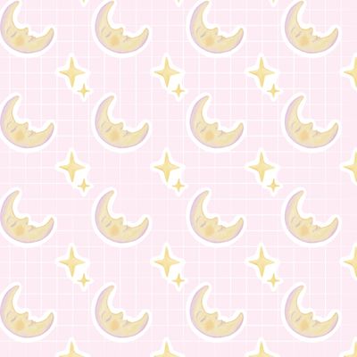 GRL PWR Месяц и звезды на розовой клетке