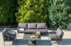 "Канны" лаунж-зона 5-местная плетеная из роупа (веревки), цвет темно-серый