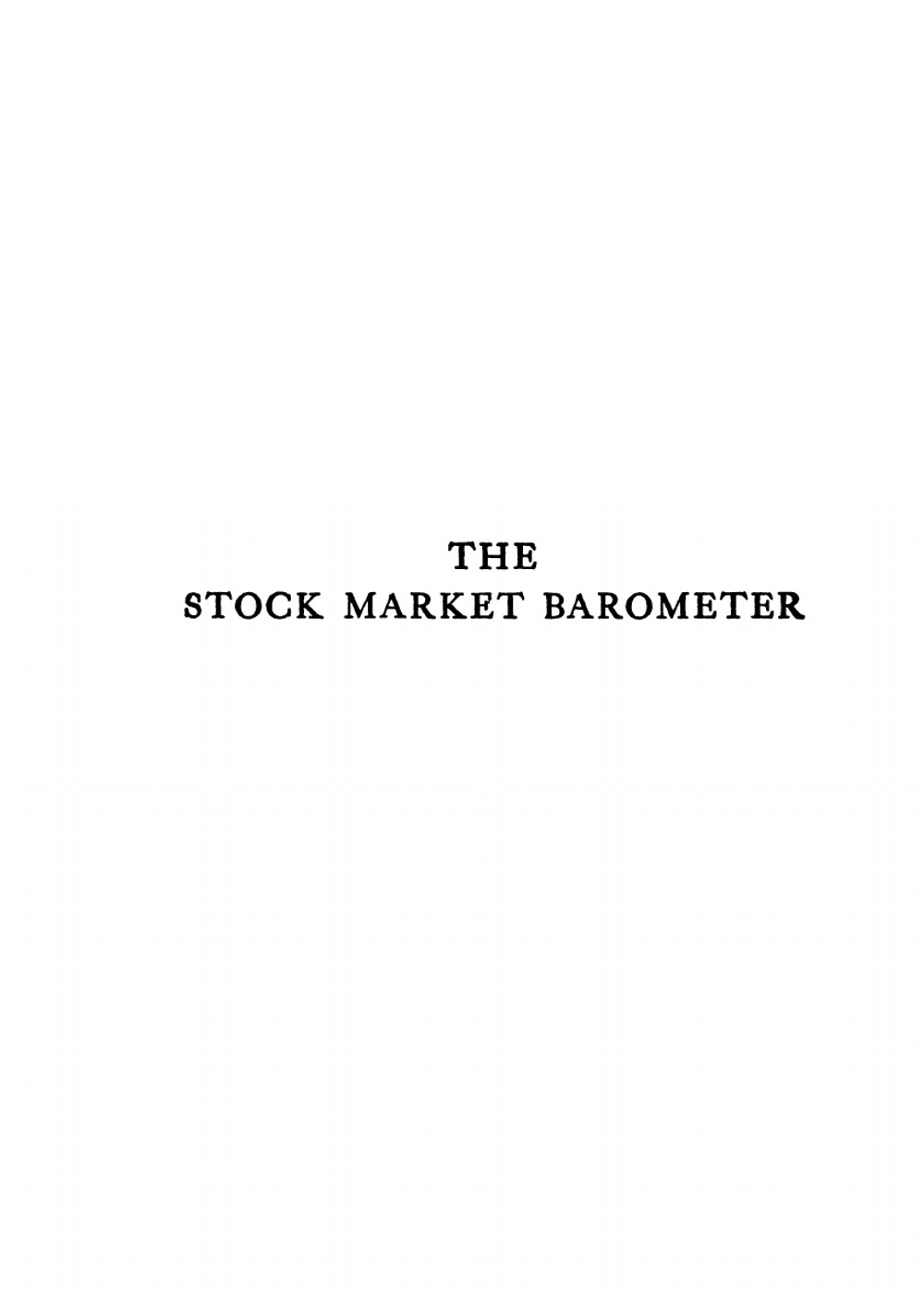 The stock market barometer | William Peter Hamilton