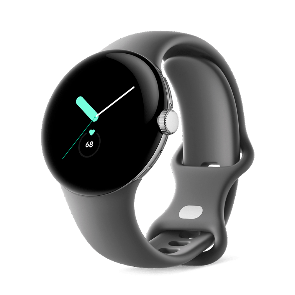 Умные часы Google Pixel Watch Wi-Fi + LTE 41mm, Silver/Charcoal (Полированный серебристый корпус, ремешок угольно-серого цвета)