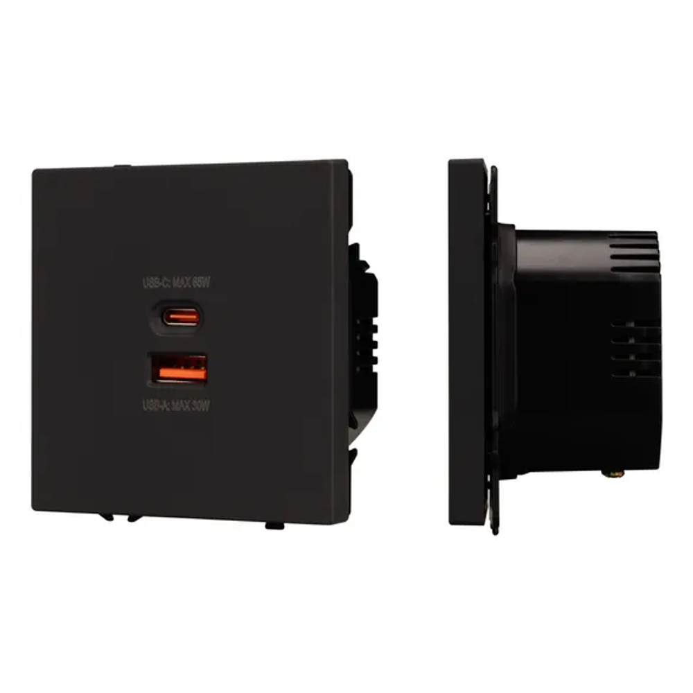 Механизм розетки с быстрой USB зарядкой SCT-NOBE-MUAC-SFPL-FC-BK (65W, QC3) (Arlight, -) 054317
