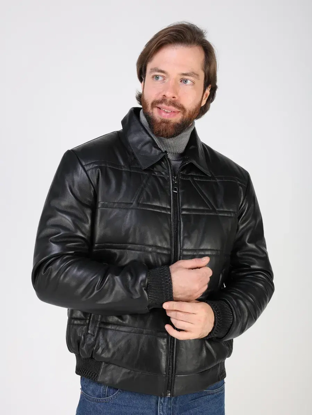 Куртка пуховик из натуральной кожи зимняя