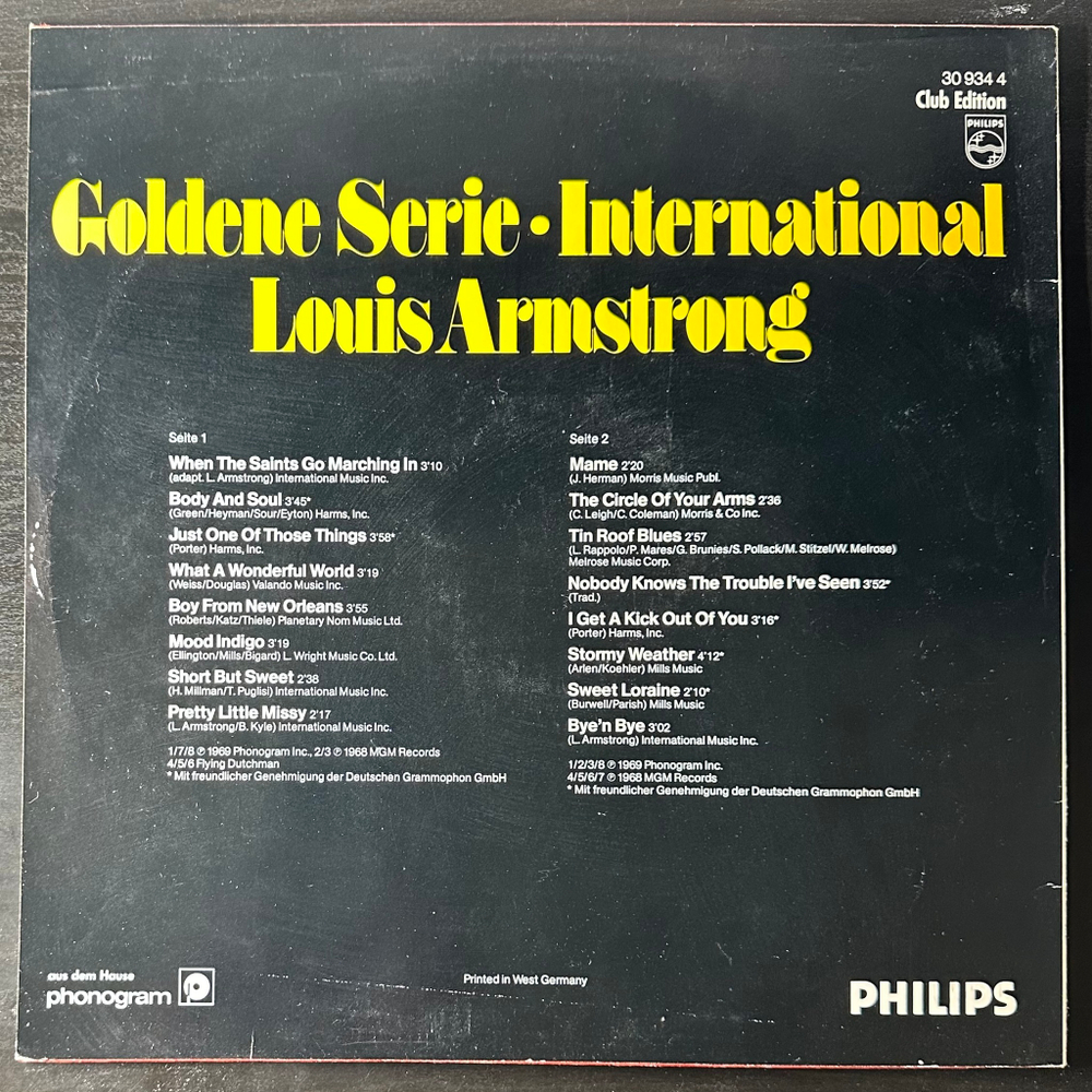 Louis Armstrong ‎– Louis Armstrong (Германия 1980г.)