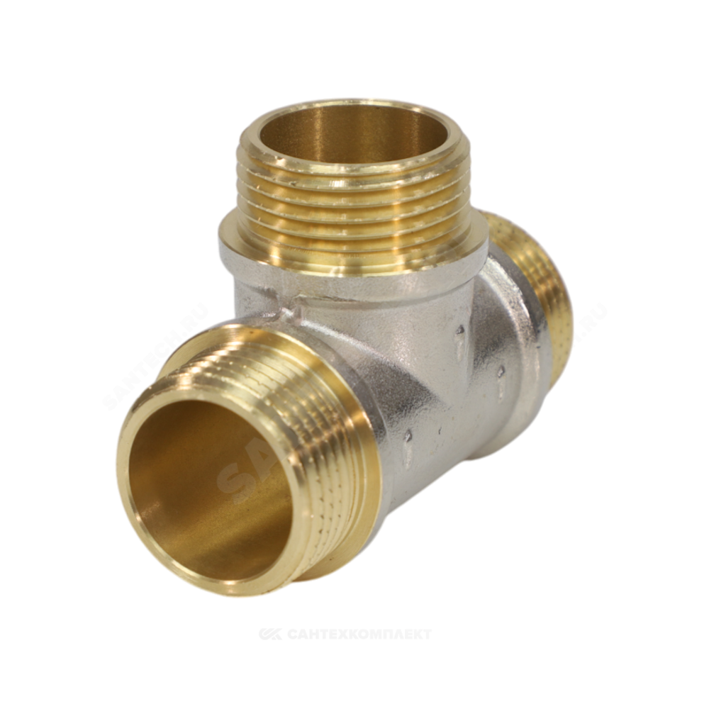 Тройник латунь никель Ду 15 (1/2") НР/НР/НР 9010 ГОСТ 32585-2013 Aquasfera 9010-01