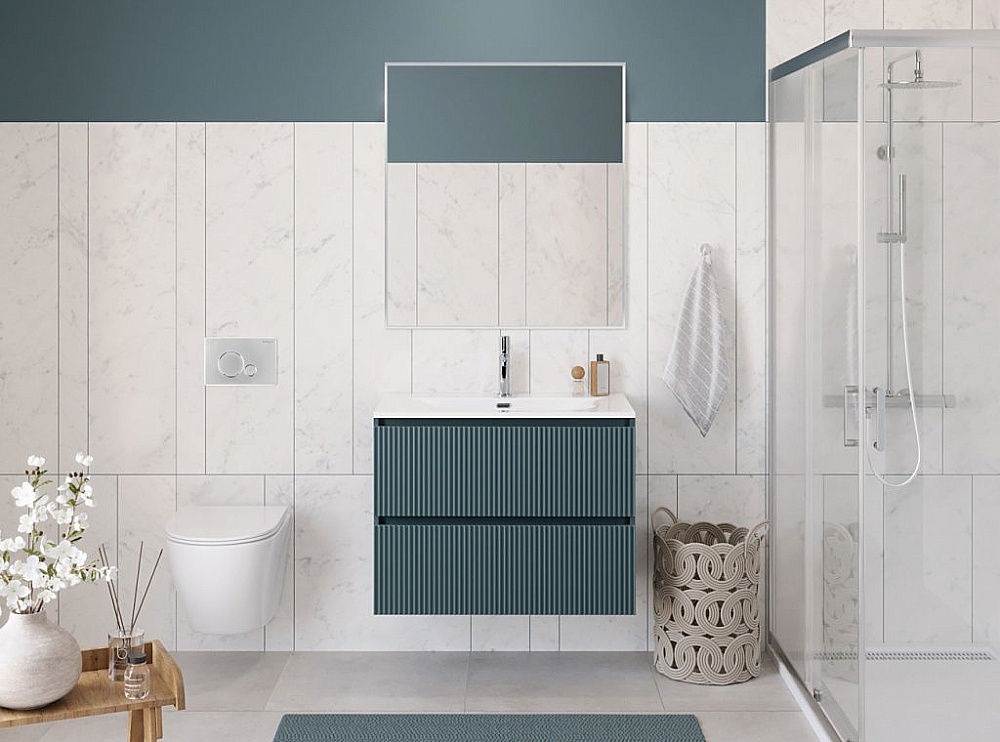 Тумба с раковиной BelBagno UNO-MINI 80 голубая матовая