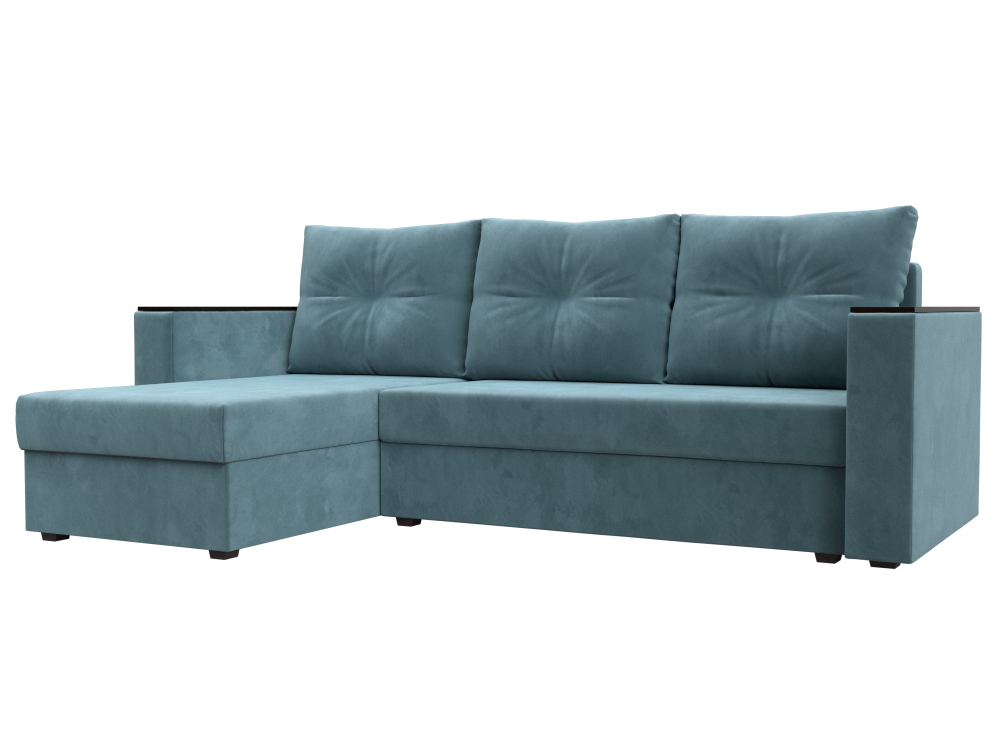 Диван угловой Атланта без стола левый угол, Бирюзовый, Велюр, 117034L
