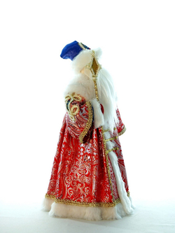 Кукла фарфоровая Дед Мороз в боярской шубе из парчи