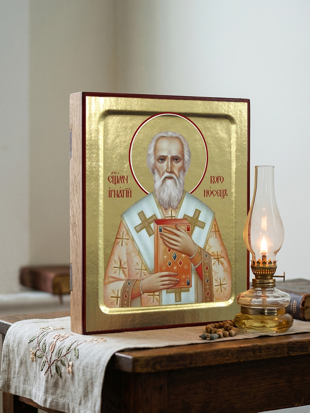 Икона Игнатия Богоносца, священномученика на дереве: 125 х 160 (Синопсисъ)