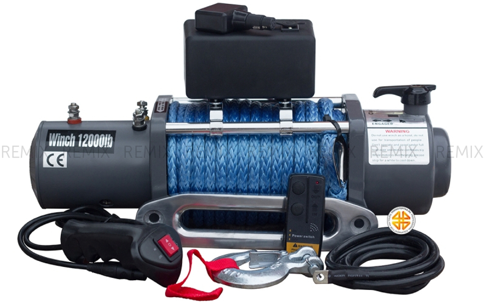 Лебедка электрическая 12V MAXPOWER 12000lbs / 5443 кг (механизм влагозащищены (IP66)) с кевларовым тросом 10mm MAX-W1 10MM