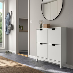 СТАЛЛ STALL Тумба для обуви 96x17x90 см, 4 отделения, белая