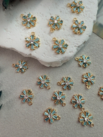 Подвеска "Снежинка" с фианитами, позолота 14к, 11 мм