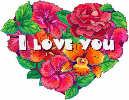 Панно настенное из дерева "Сердце - I love you" 50 х 39 см