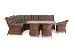 "Бергамо" обеденная группа угловая из искусственного ротанга, цвет коричневый