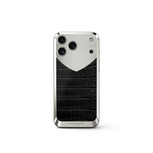 Чехол для iPhone 17 на магните - Натуральная кожа Аллигатора - Чёрный
