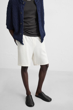 ZARA ШОРТЫ ИЗО ЛЬНА И ВИСКОЗЫ, БЕЛЫЙ