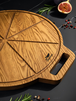 Доска для пиццы деревянная с ручками 35 см