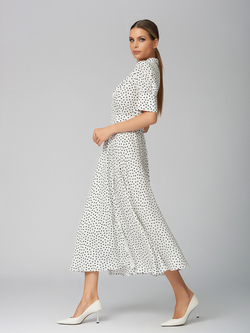 Платье в горох на запах, белое