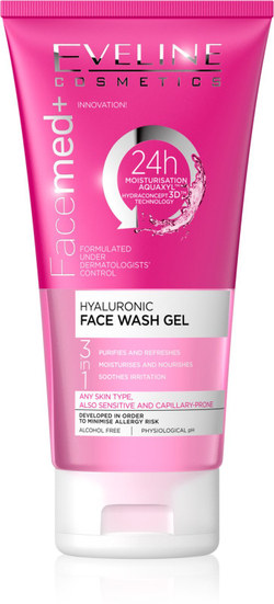 Eveline Cosmetics FaceMed+ - Очищающий гель 3-в-1 с гиалуроновой кислотой /   150  ml  / GTIN 5901761954951