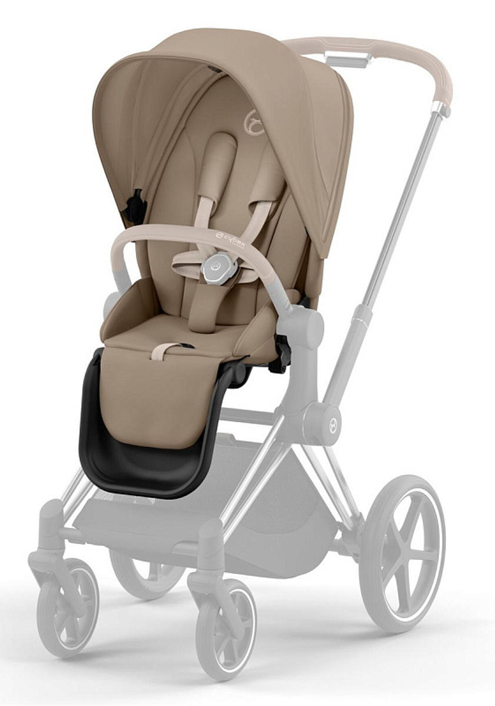 Коляска 3 в 1 Cybex Priam IV Chrome Brown complete и автокресло Aton B2 i-Size Steel Grey Cozy Beige