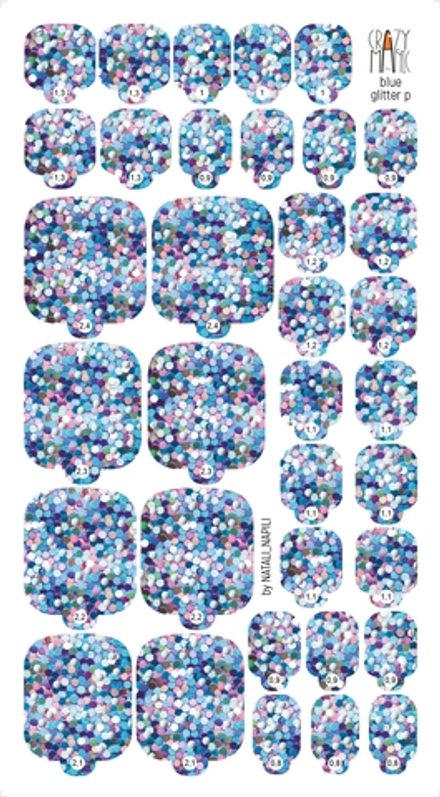 Crazy Manic Плёнки для ногтей для педикюра blue glitter p
